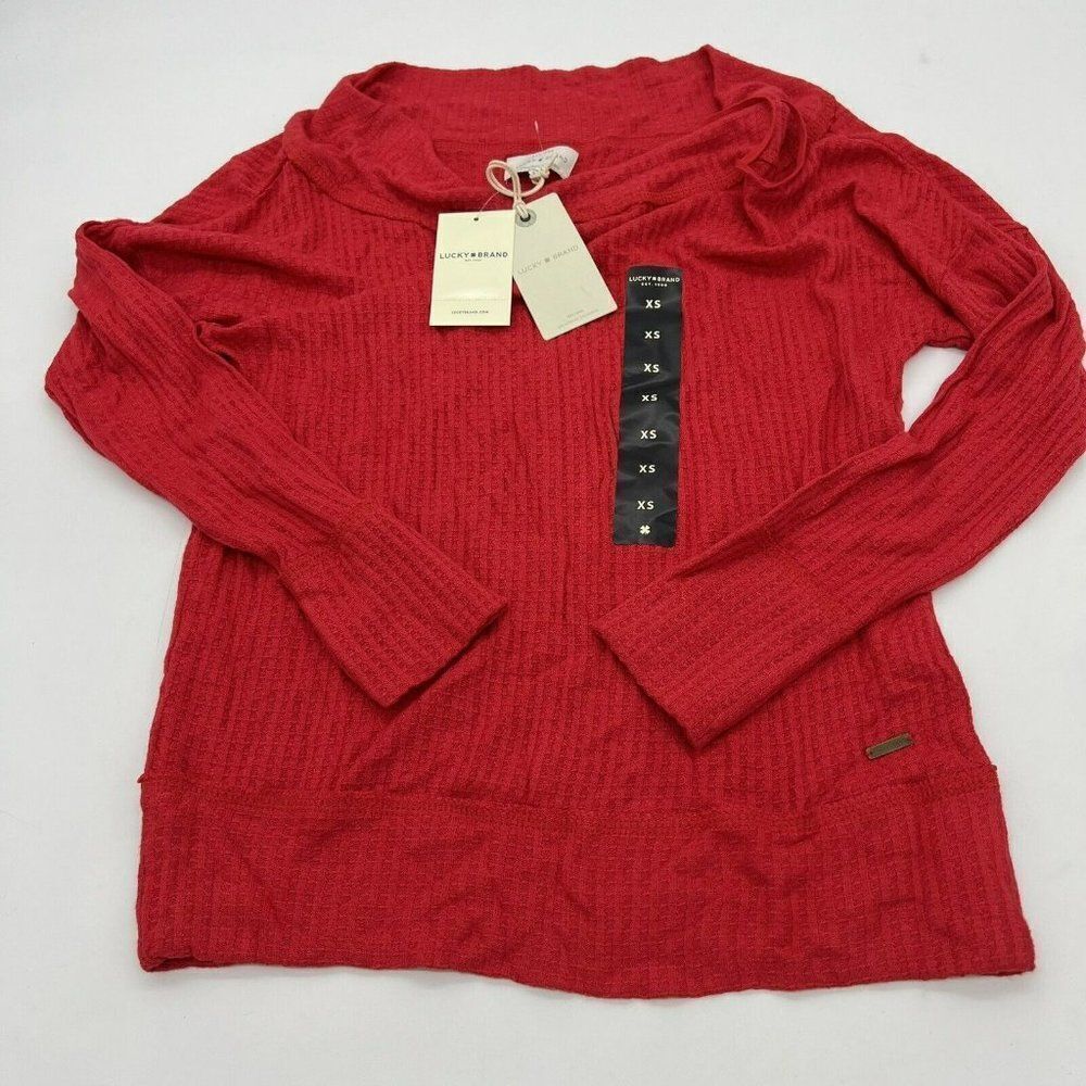 Lucky Brand Red Long Sleeve Waffle Knit Women’s XS NWT